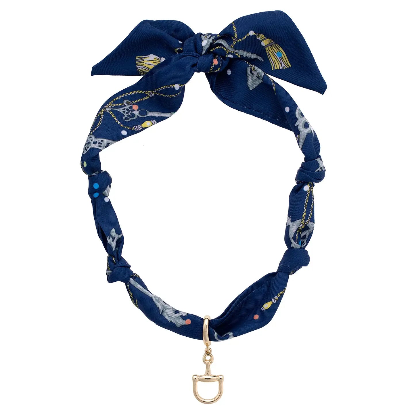 Horsebit Scarf Necklace - Navy