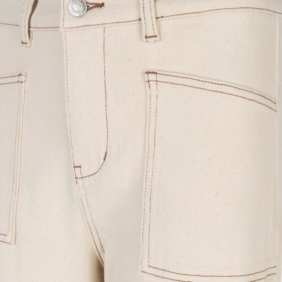 Esqualo Wide Leg Twill Pants - Beige