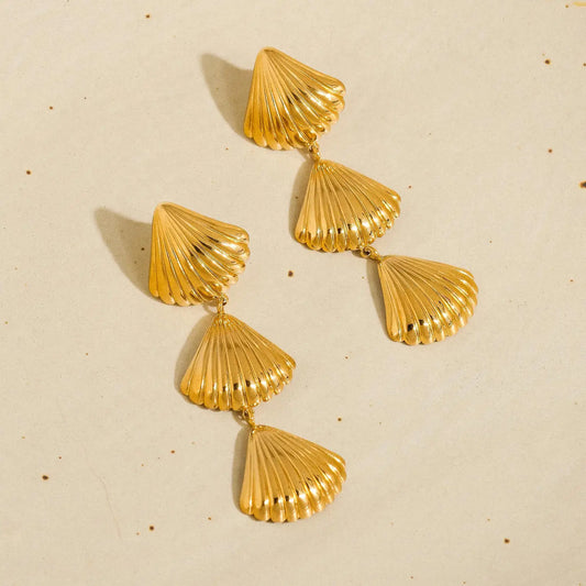EAB Favorites Lydie Layered Shell Drop Earrings - Yellow Gold
