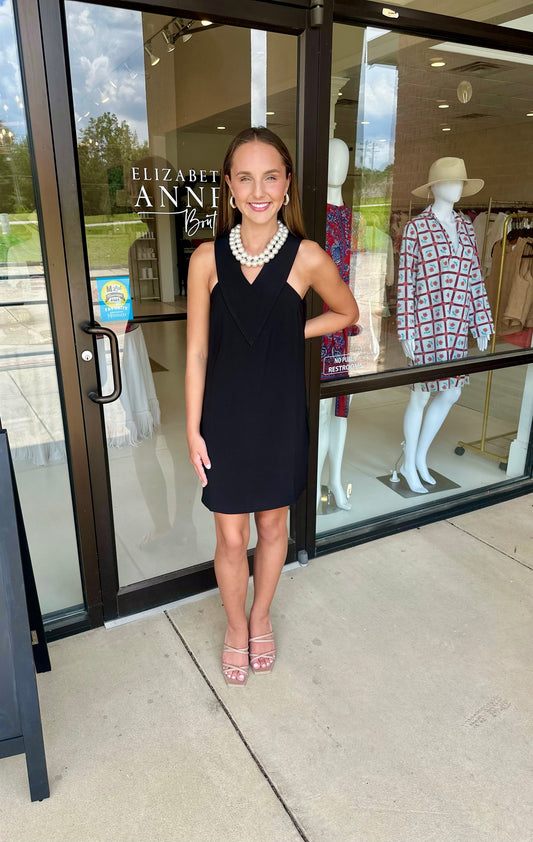 Jade V-Yoke Halter Dress black