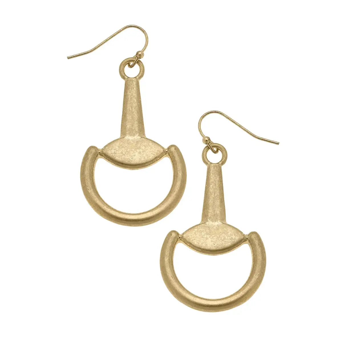 Juniper Horsebit Drop Earrings - Shiny Gold