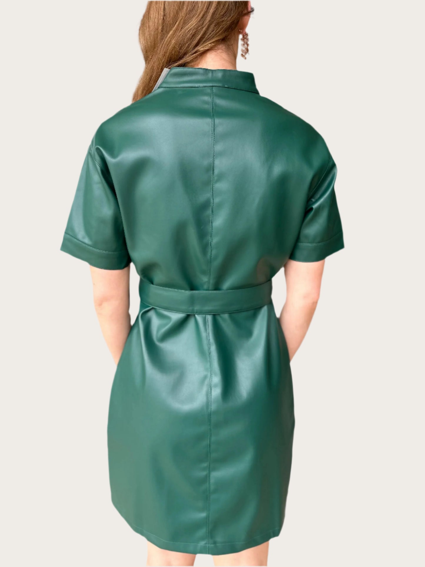 Jade Emerald Faux Leather Dress