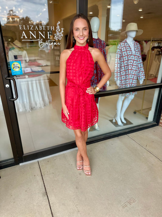 Jade Halter Dress - Red