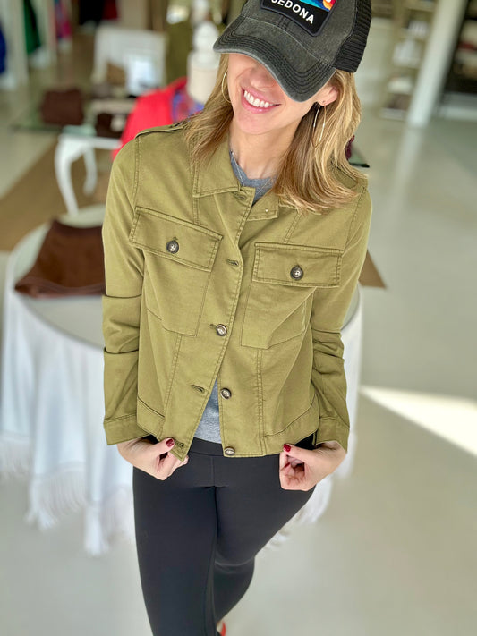 KUT Kyra Olive Denim Jacket