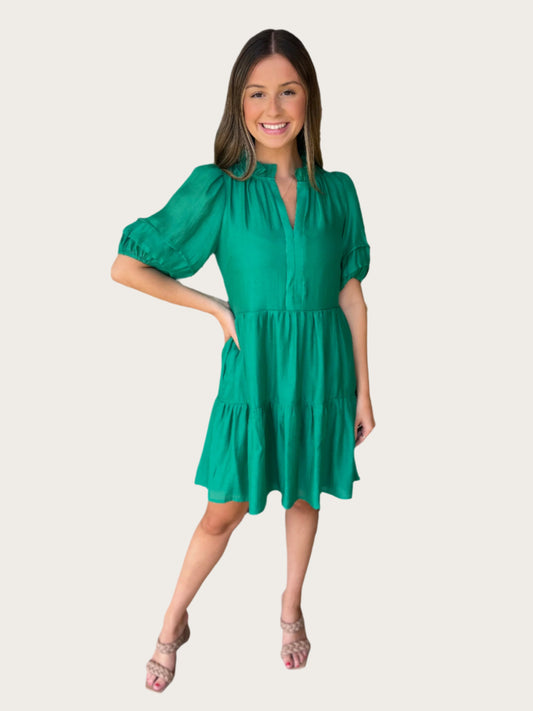 Joy Joy Stitched Sleeve Dress- Jade