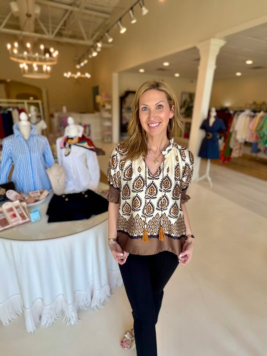 Joy Joy Peasant Top - Desert Lotus