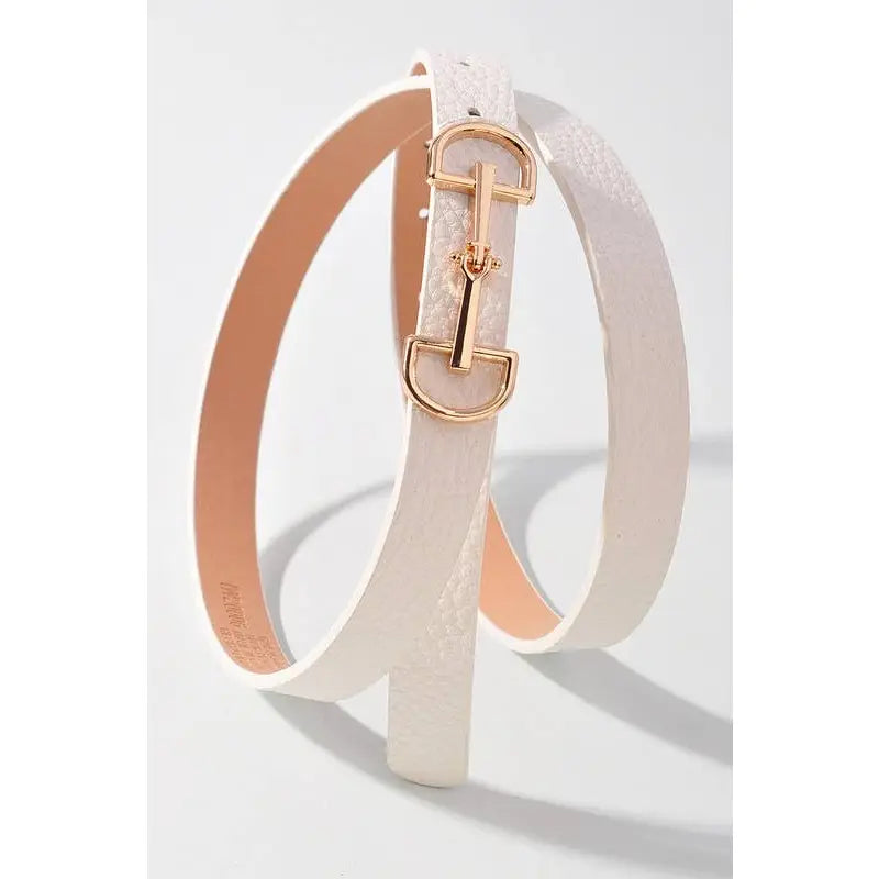 D Ring Horse Bit Buckle Skinny Belt