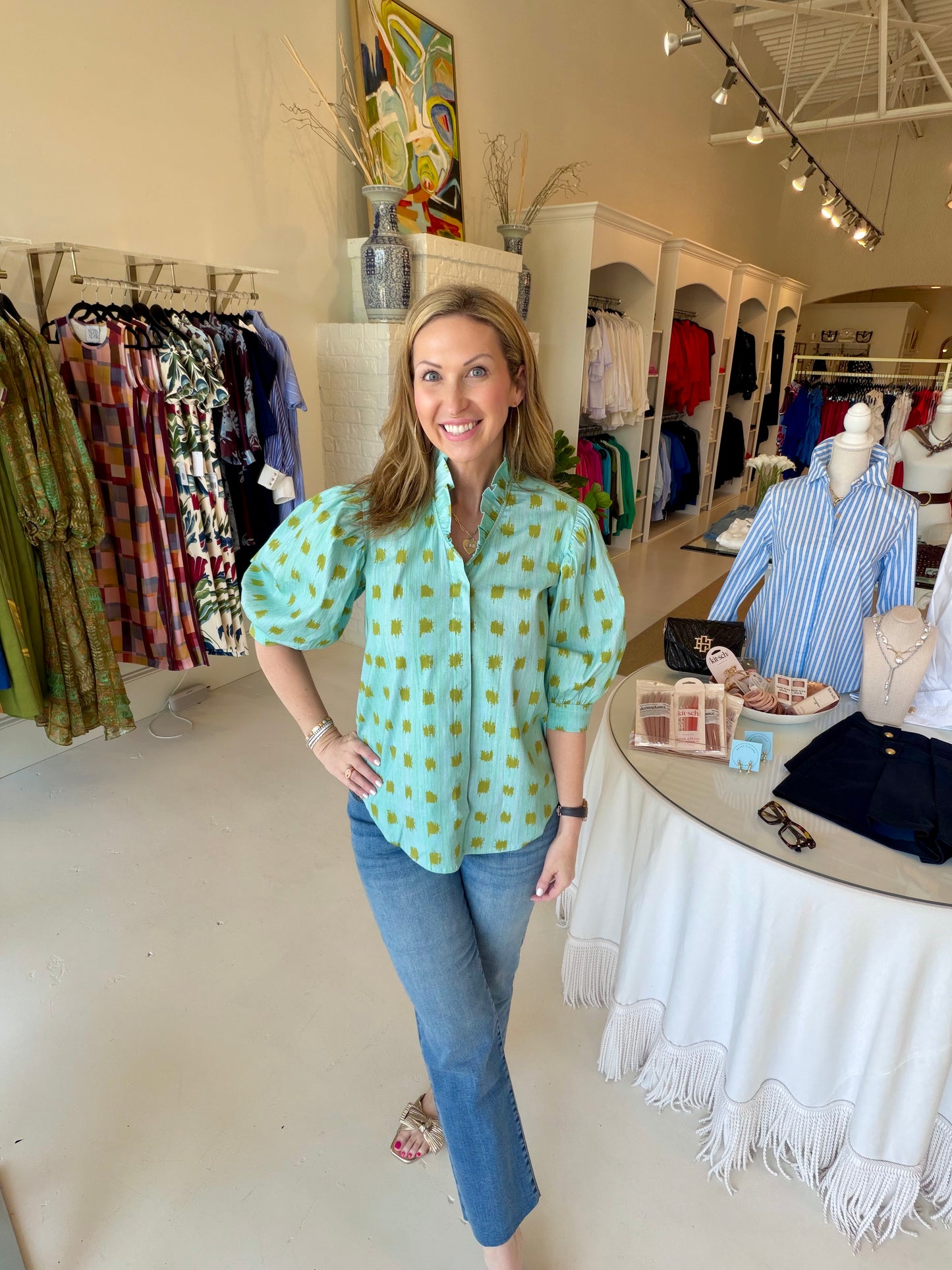Holly Shae Laura Top - Sprig & Sky Grasscloth