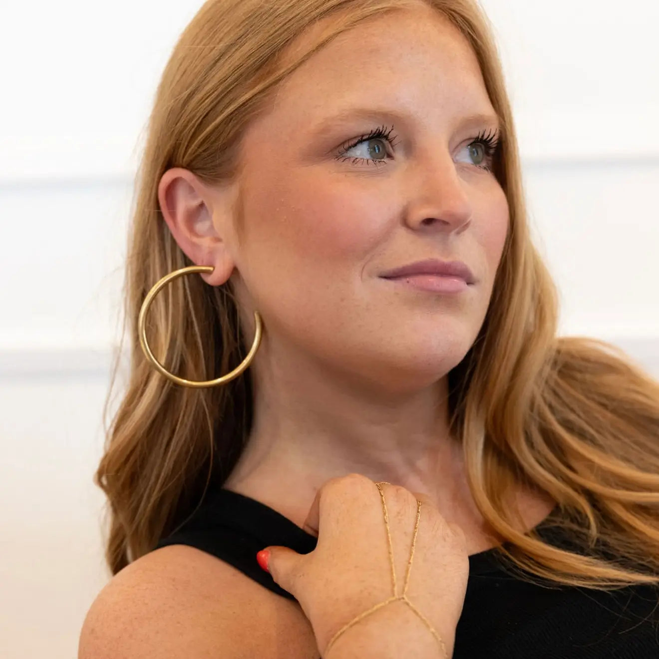 Chan Sutt Large Gold Statement Hoops