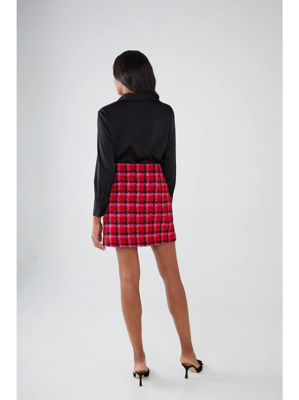 Jessica Skirt - Red Multi Houndstooth