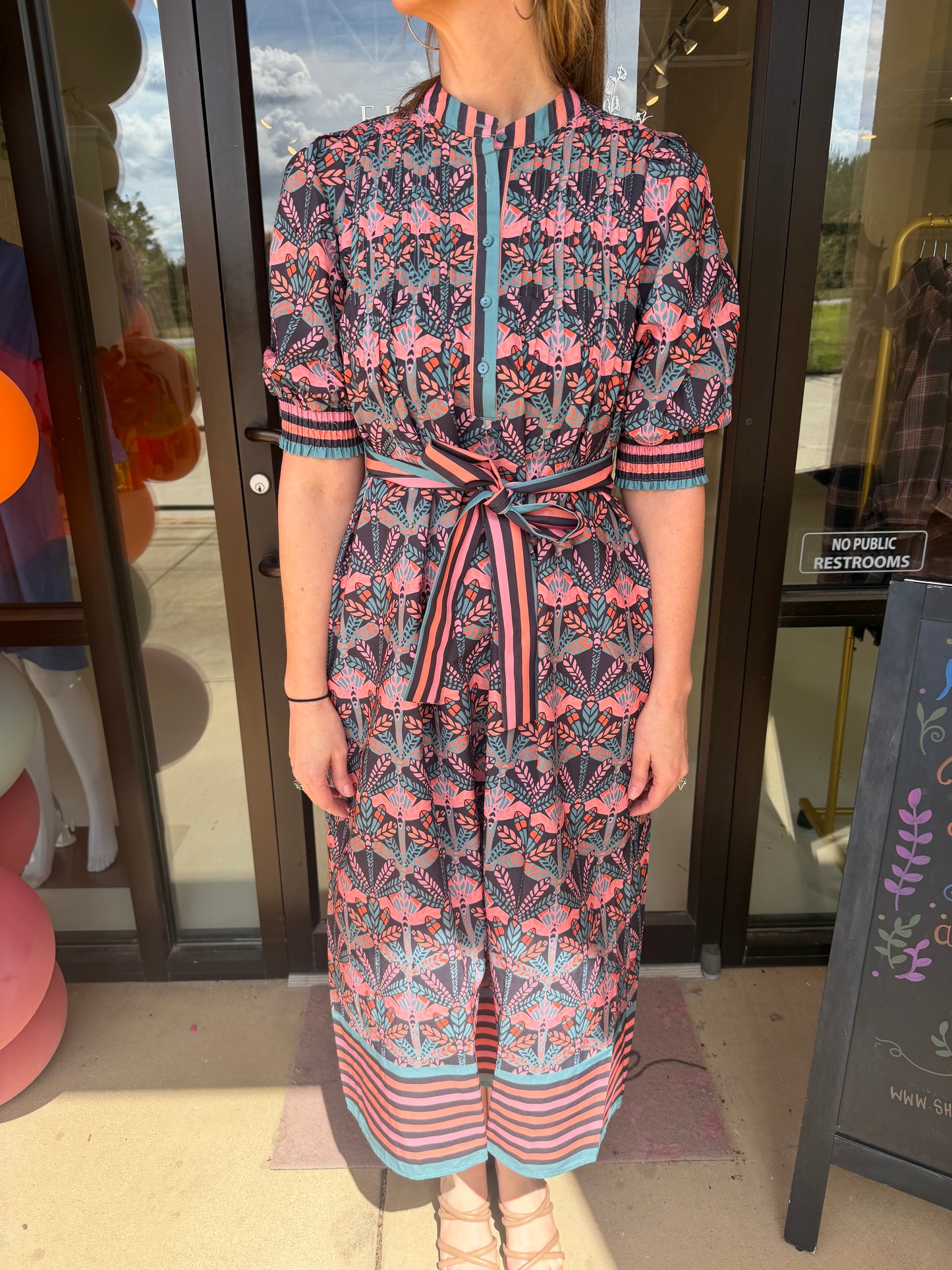 JoyJoy Pin Tuck Maxi - Coralvine Border
