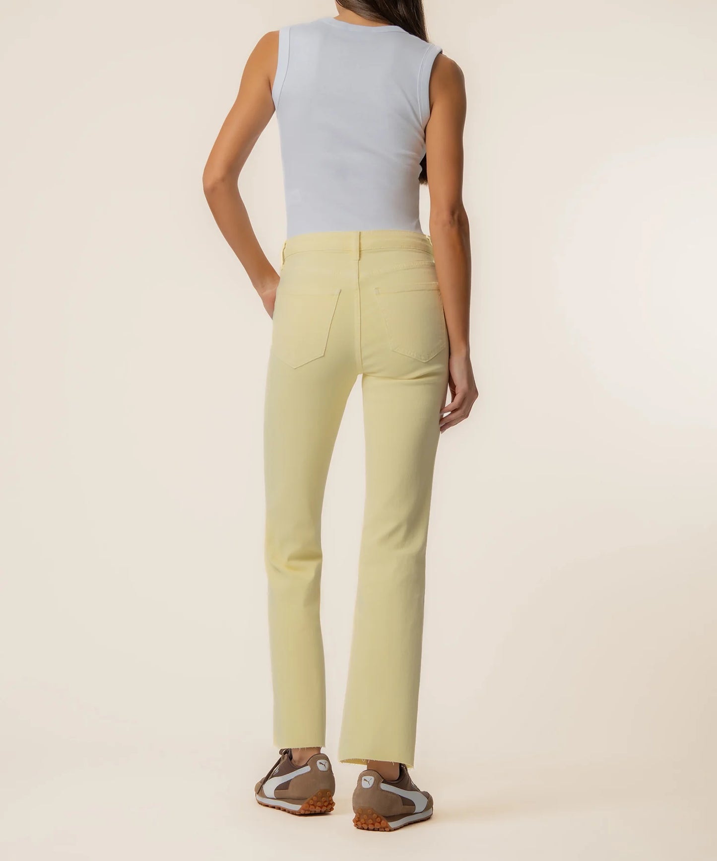 KUT Kelsey High Rise Ankle Flare - Pastel Yellow