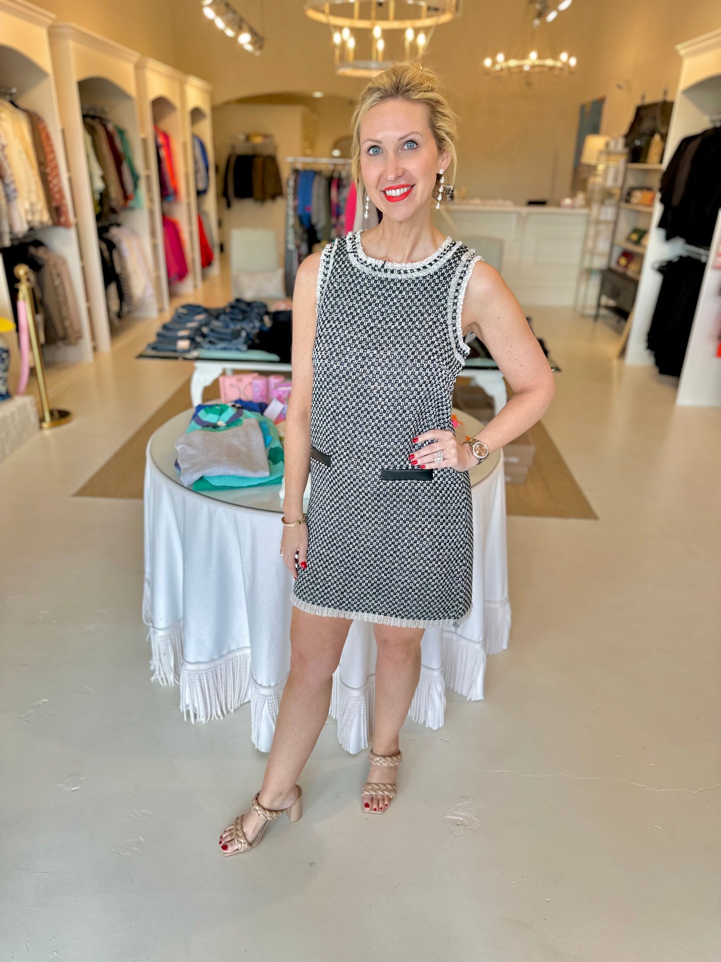 Jade Black & White Tweed Dress