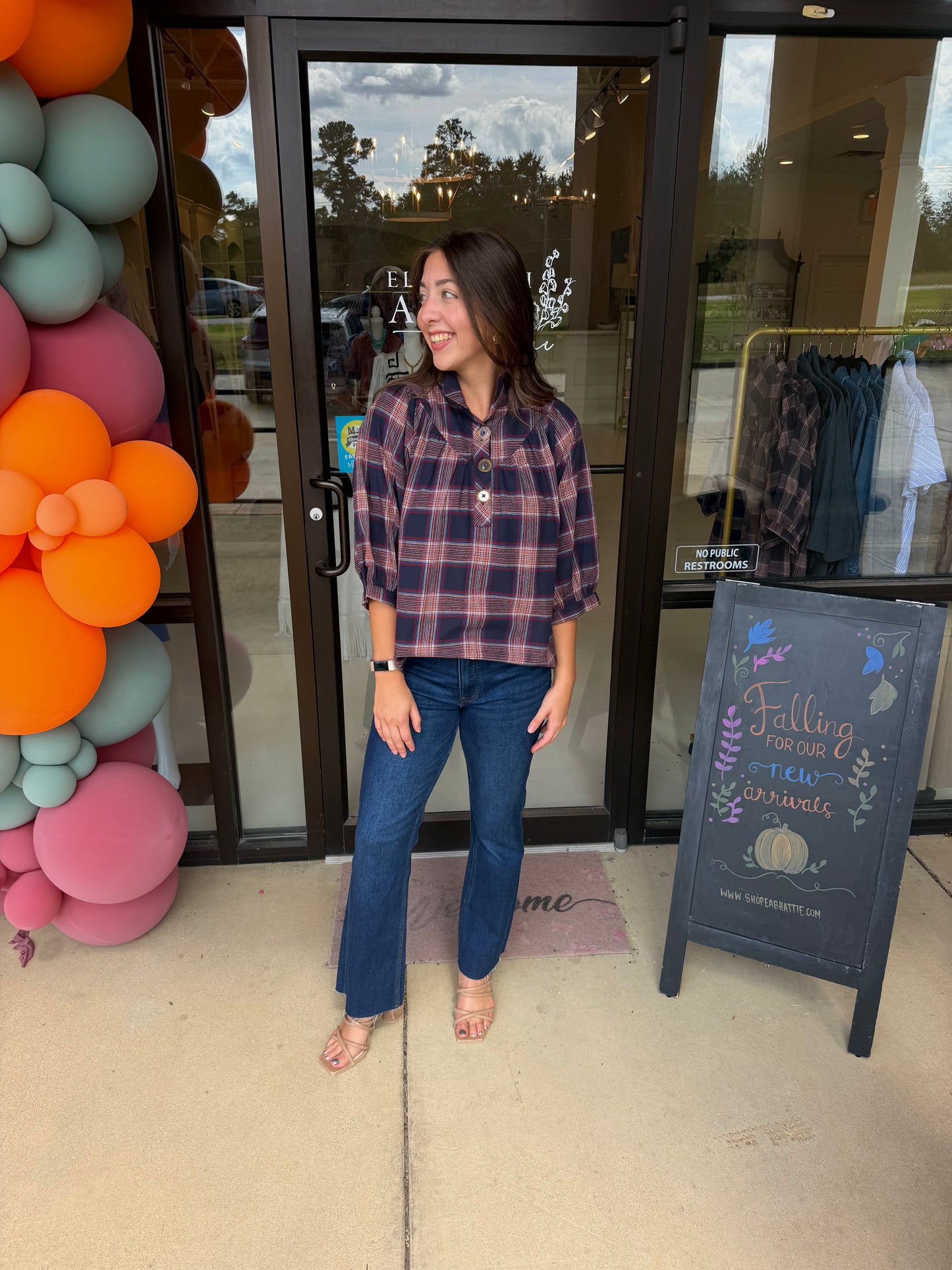 Holly Shae Avie Top - Navy Plaid