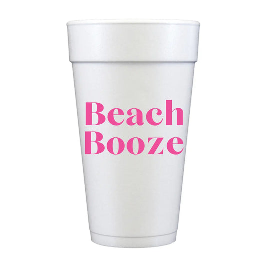 Beach Booze Foam Cups - Pink