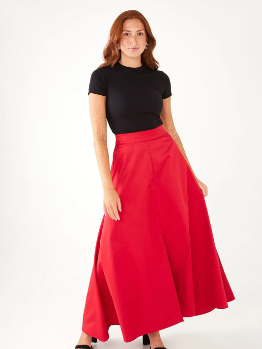 Abbey Glass Savannah Skirt - Red Duchess Satin