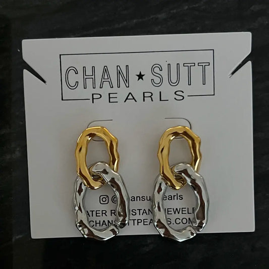 Chan Sutt Gold & Silver Chain Earrings