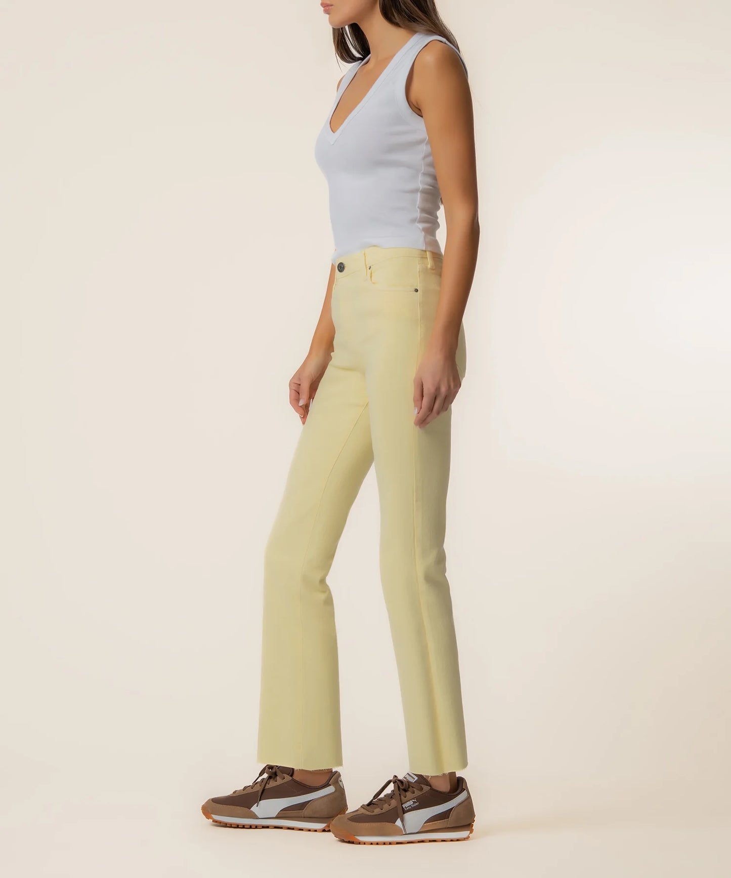 KUT Kelsey High Rise Ankle Flare - Pastel Yellow
