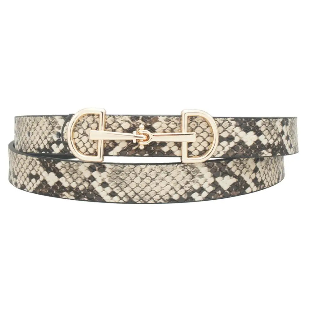 D Ring Horse Bit Buckle Skinny Belt