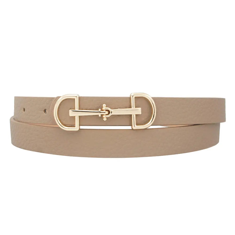 D Ring Horse Bit Buckle Skinny Belt