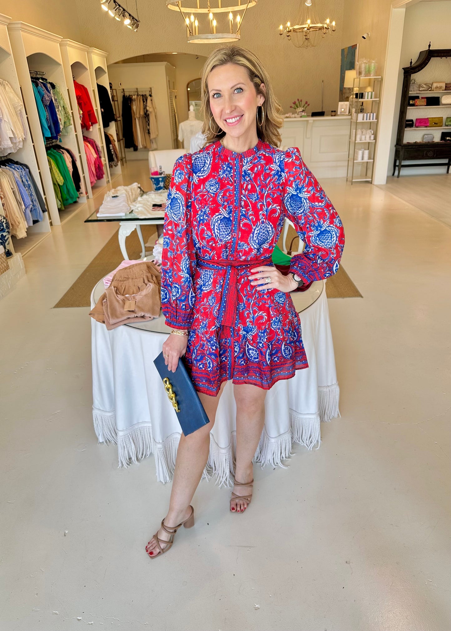 Joy Joy Blue and Red Floral Dress