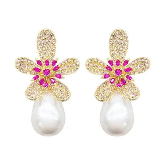 Flower & Pearl Earrings