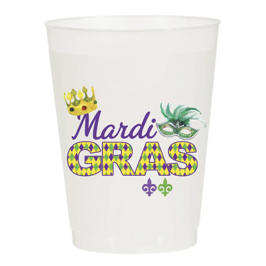 Mardi Gras Frosted Cups - 6 Pack