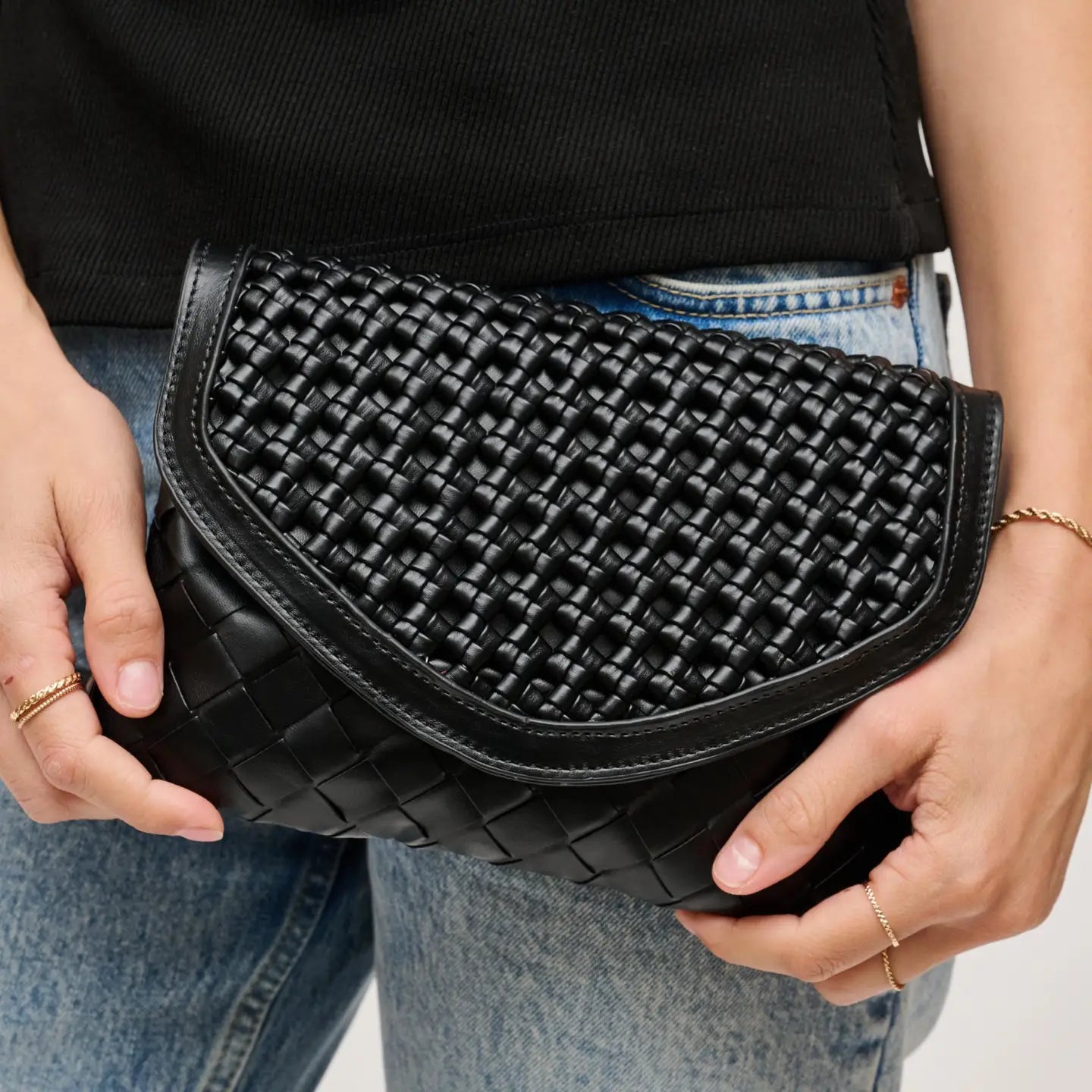 EAB Favorites Emma Woven Crossbody - Black