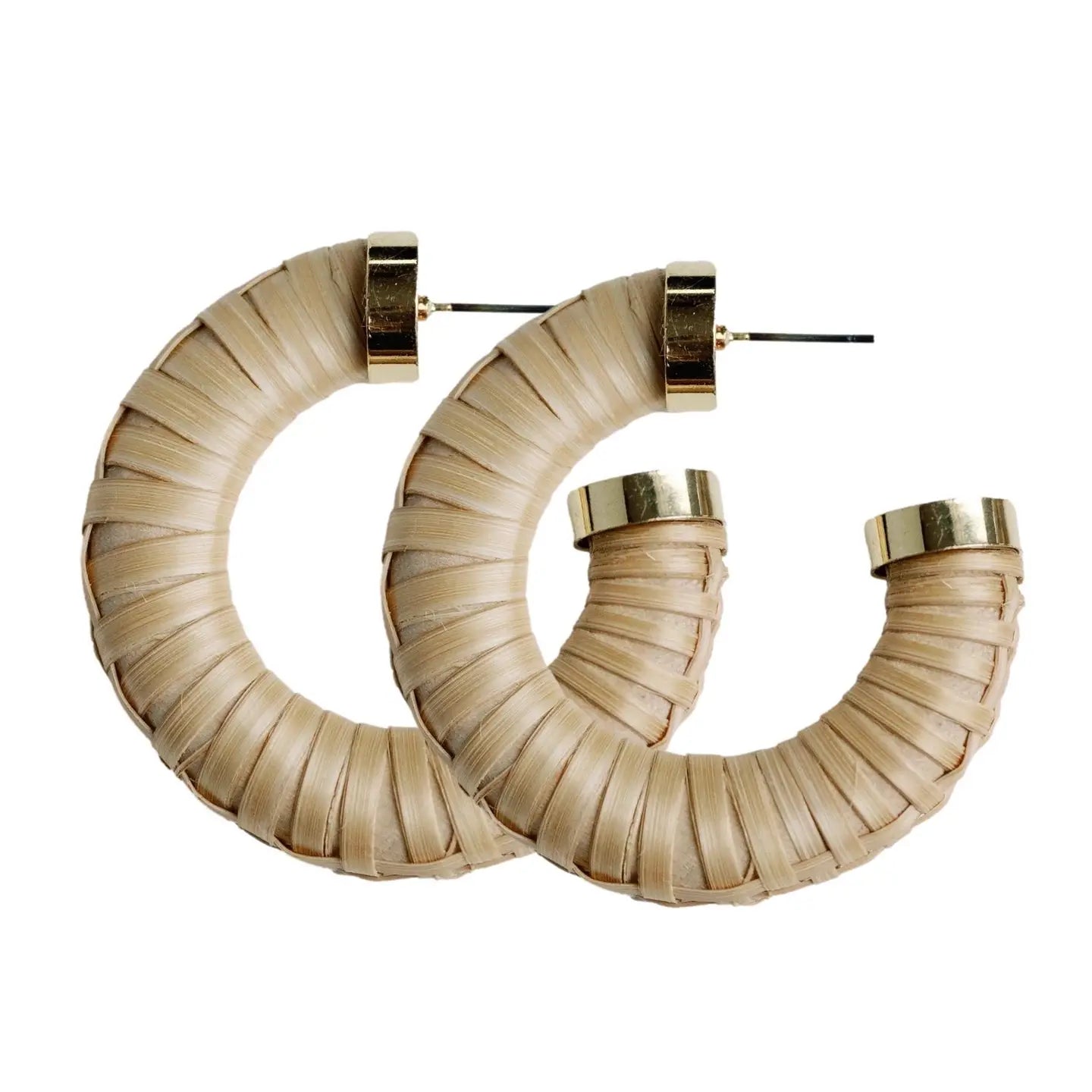 St Armands Rattan Wrapped Statement Hoop Earrings