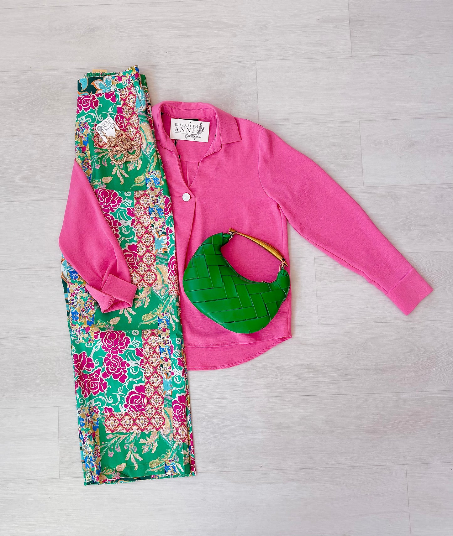 Garden Quilt Wide Leg Pleated Pant