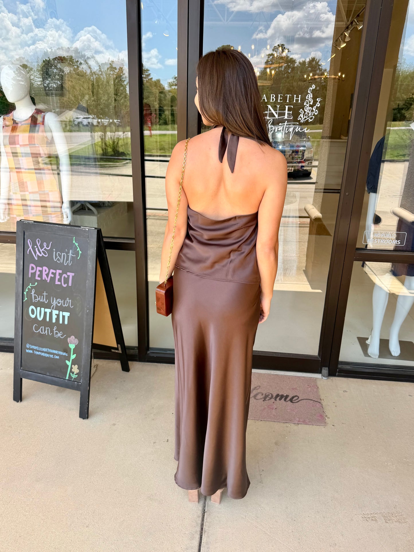 EAB Favorites Satin Halter Top - Brown