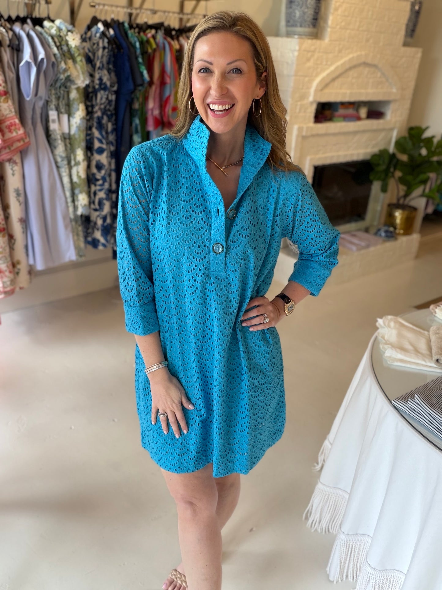 Holly Shae Arden Dress - Blue Eyelet
