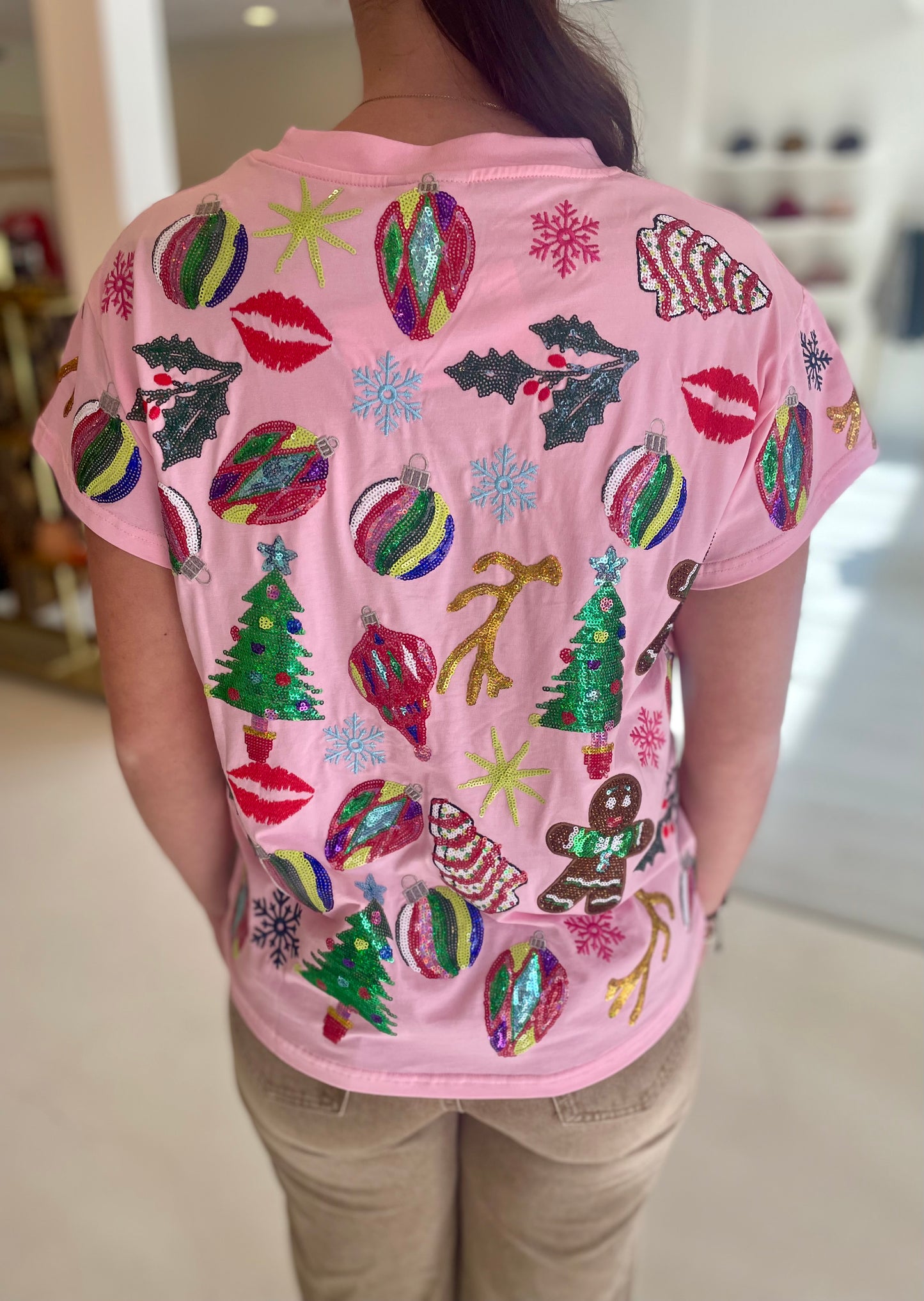 Queen of Sparkles Pink Christmas Tee