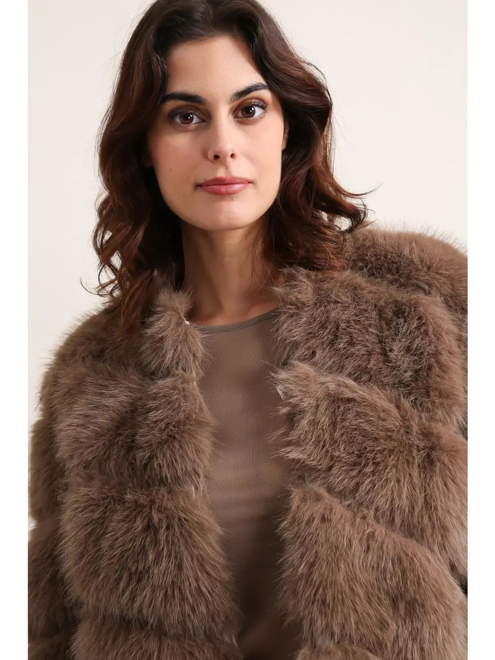 Paula Short Faux Fur Jacket - Dark Taupe