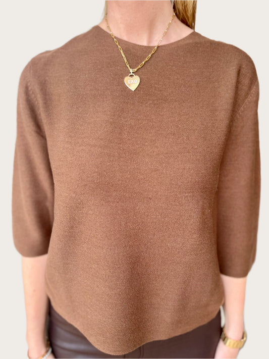 Joy Joy Brown Boatneck Sweater