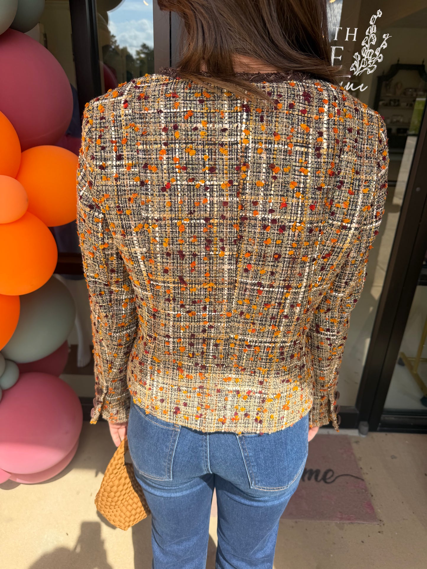 Jade Brown Tweed Crop Jacket