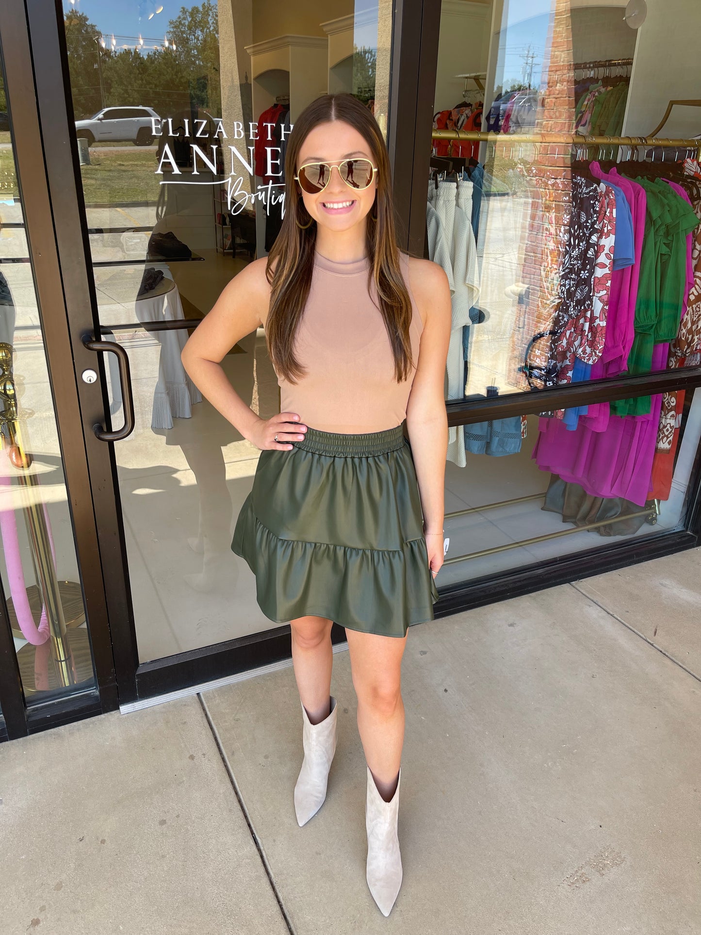 Joy Joy Olive Pleather Skort