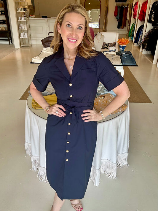Anna Cate Piper Midi Dress - Navy