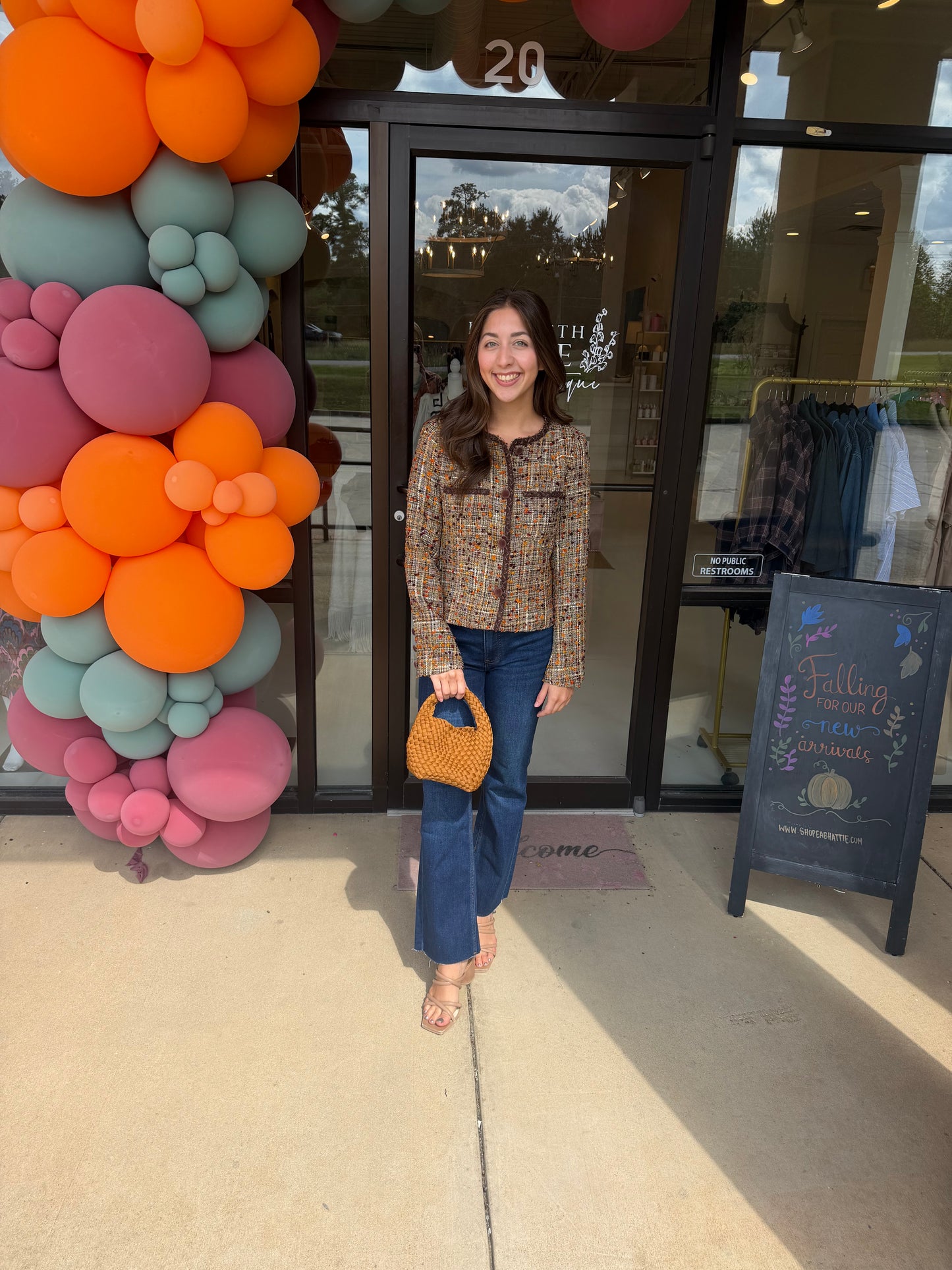Jade Brown Tweed Crop Jacket