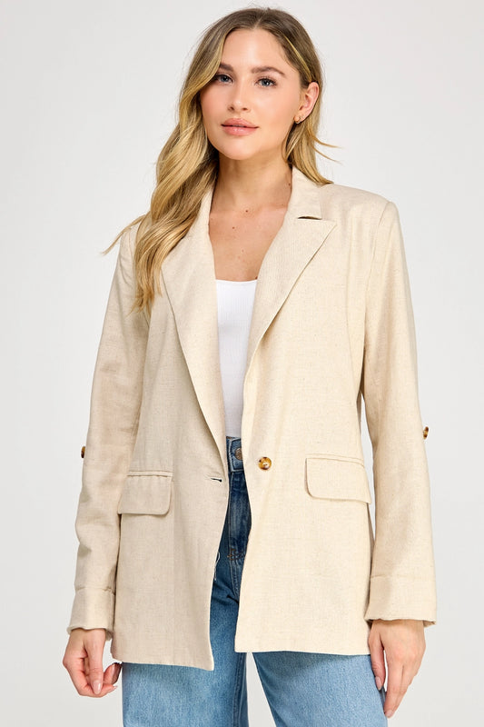 EAB Favorites Linen Blazer- Oatmeal