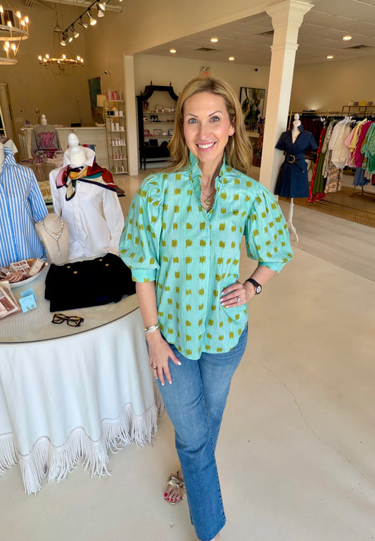 Holly Shae Laura Top - Sprig & Sky Grasscloth