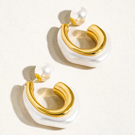 EAB Favorites Kinsley Classic Pearl C Hoop Earring - White