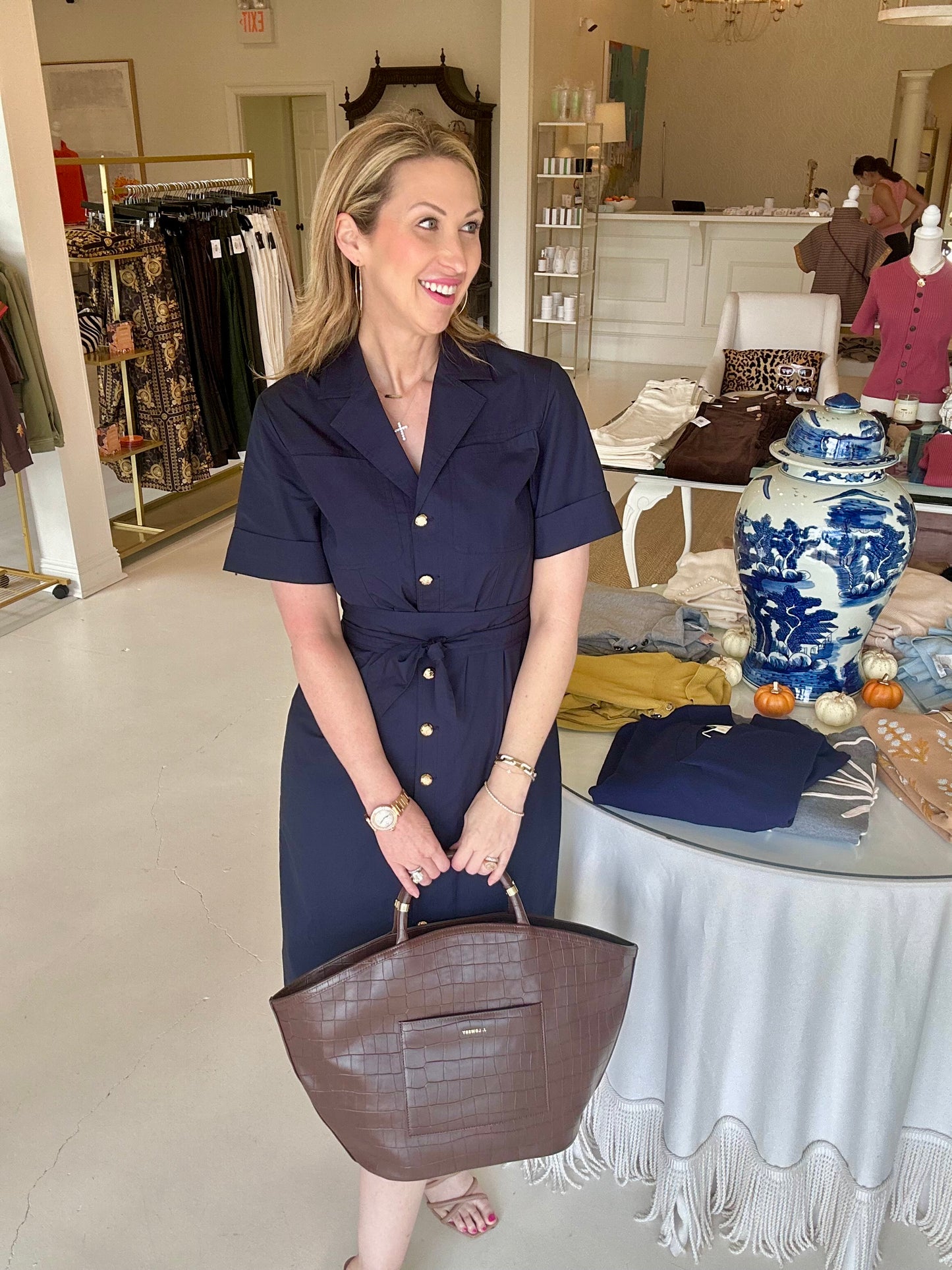 Anna Cate Piper Midi Dress - Navy