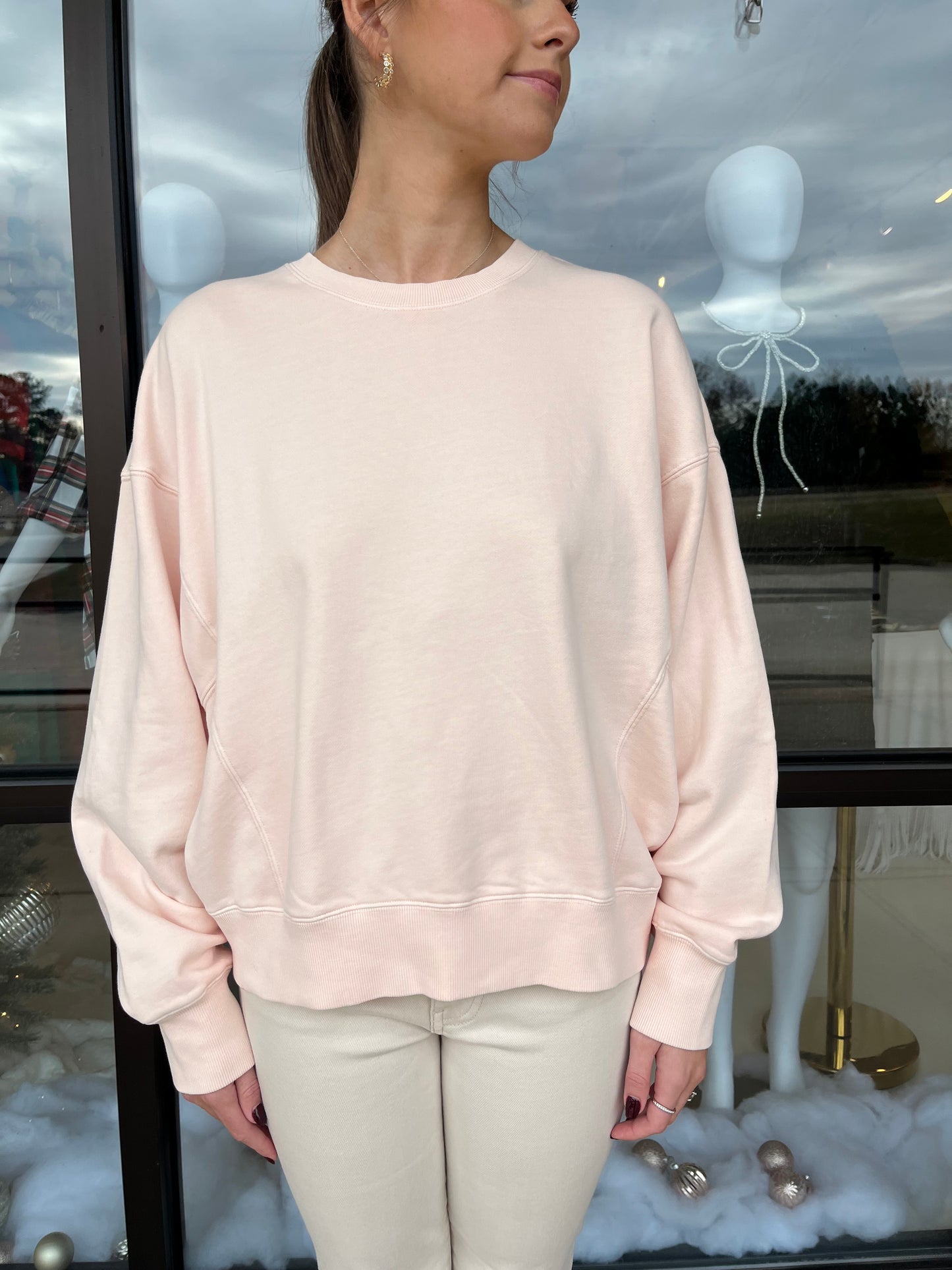 KUT Skye Pullover Sweatshirt- Pale Pink