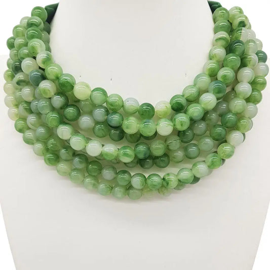 Chunky Beaded Layered Necklace - Green