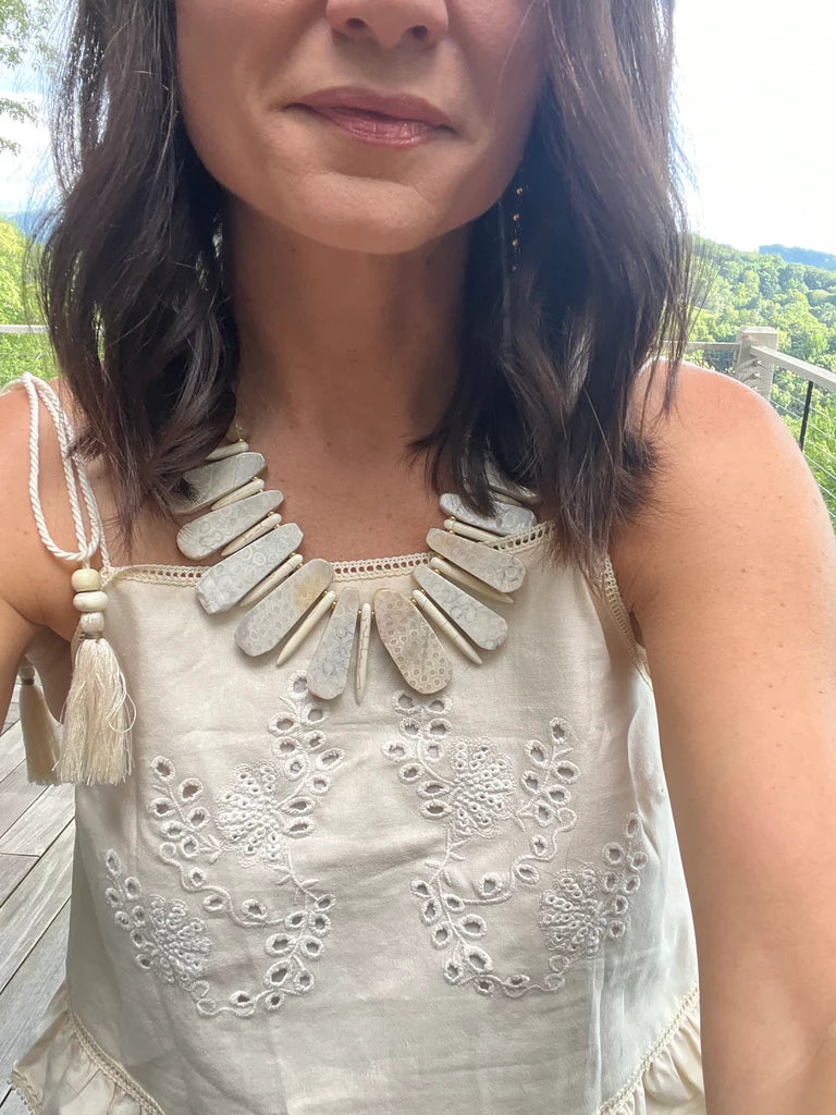 Betsy Pittard Designs Danbury Beaded Necklace with Stone Drops