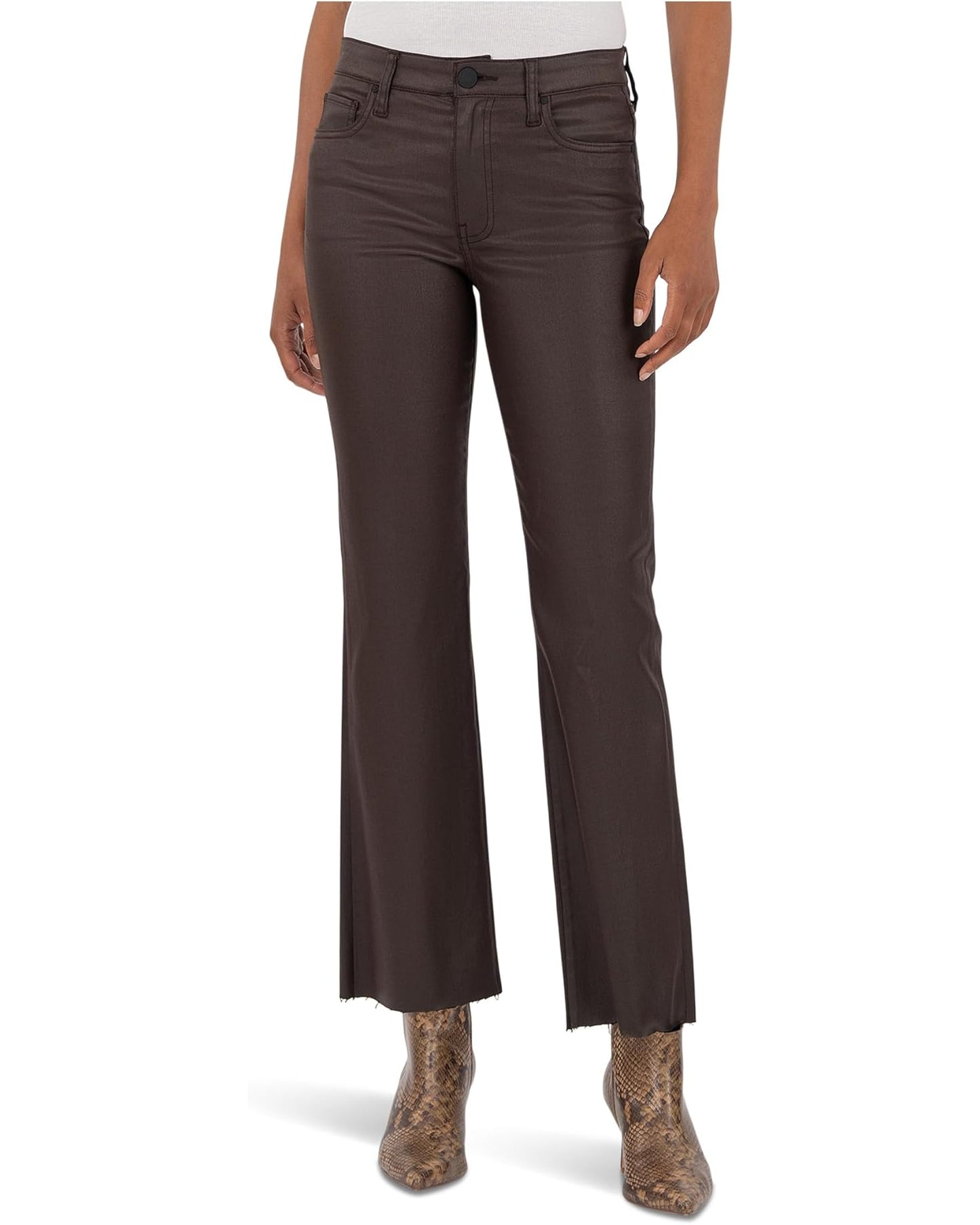 KUT Kelsey High Rise Ankle Flare - Chocolate
