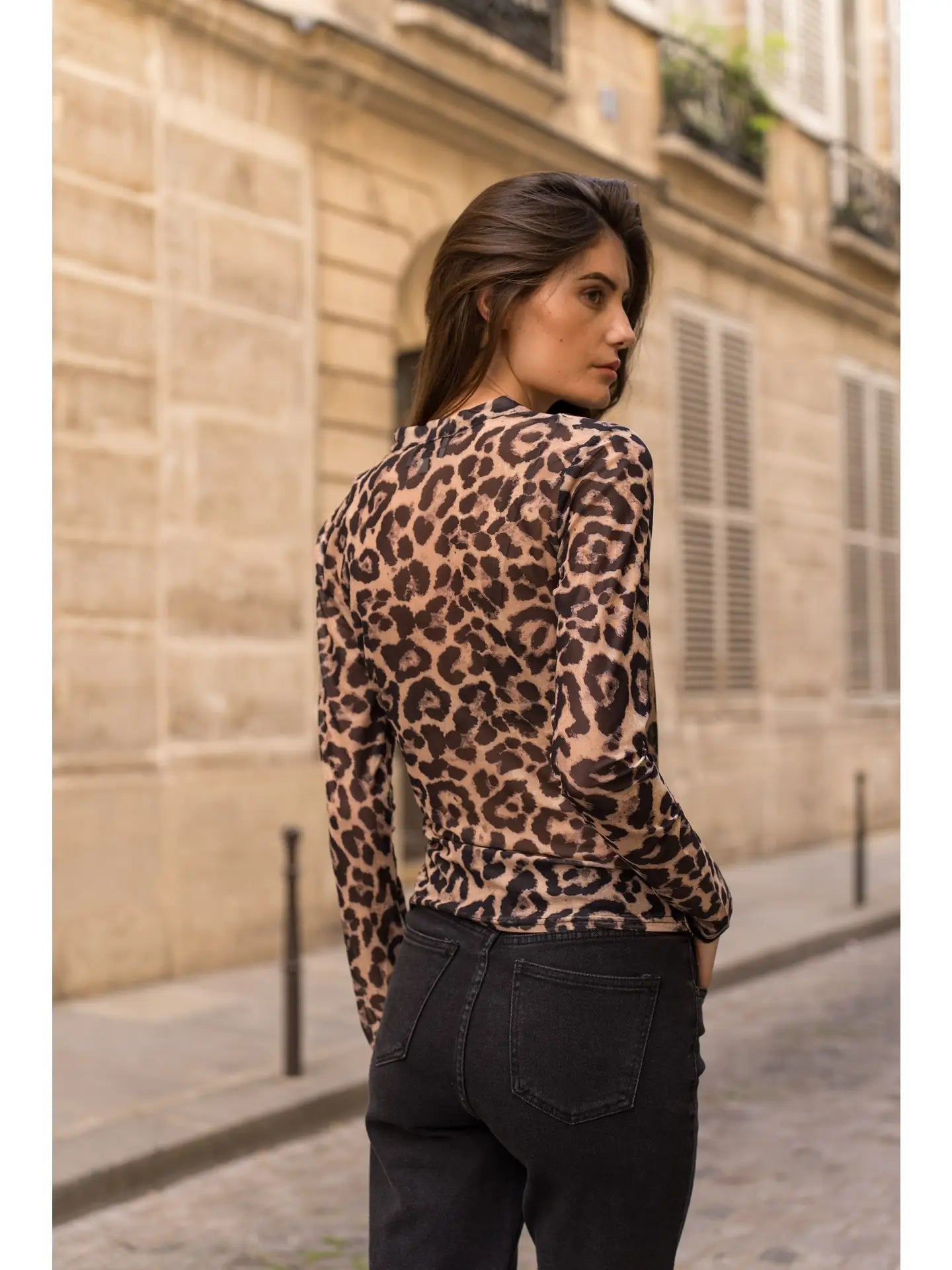 Leopard Mesh Wrap Top - One-Size