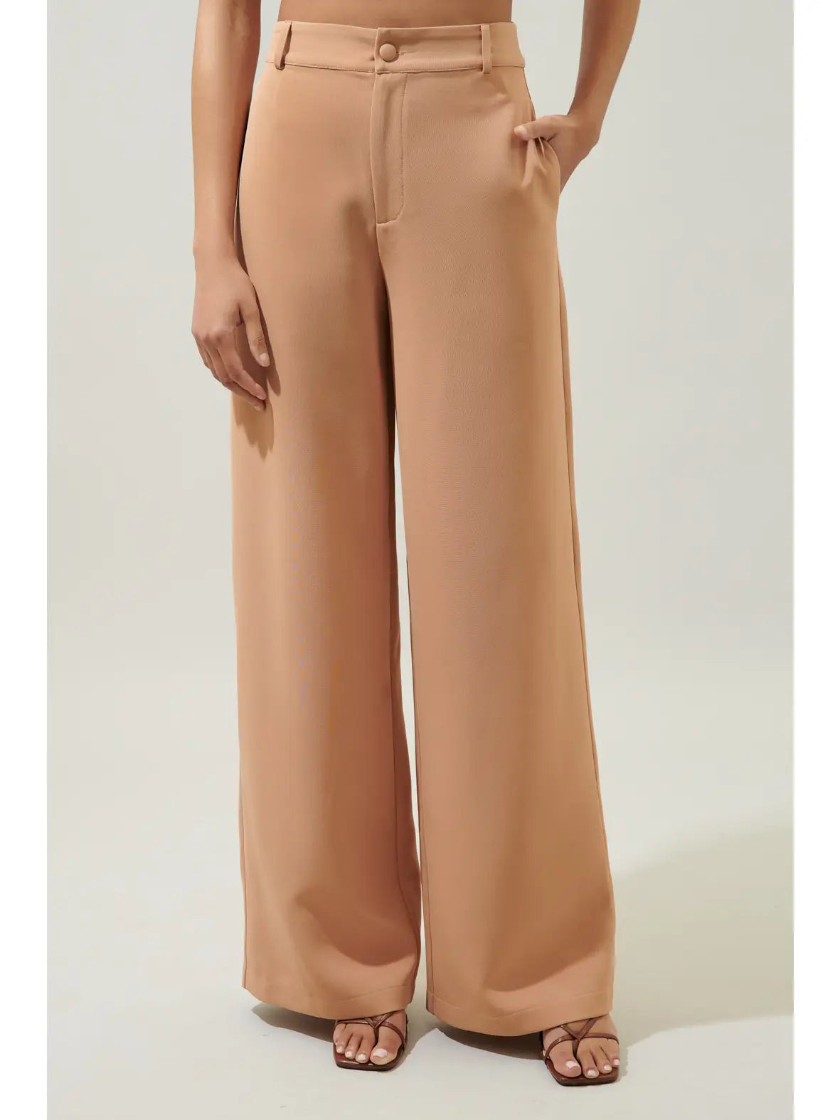 EAB Favorites Chelsea Belted Wide Leg Pants - Camel