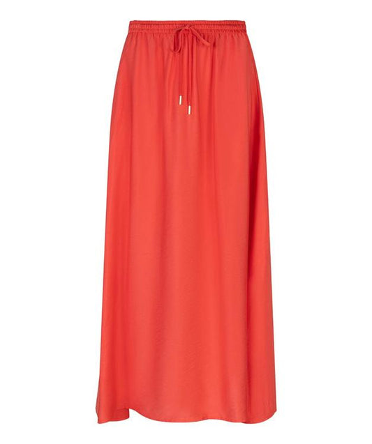 Esqualo Elastic Waist Long Skirt - Chili Red